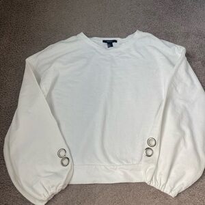 White Women's Top with Ring Accents